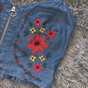 Embroidered crop top
